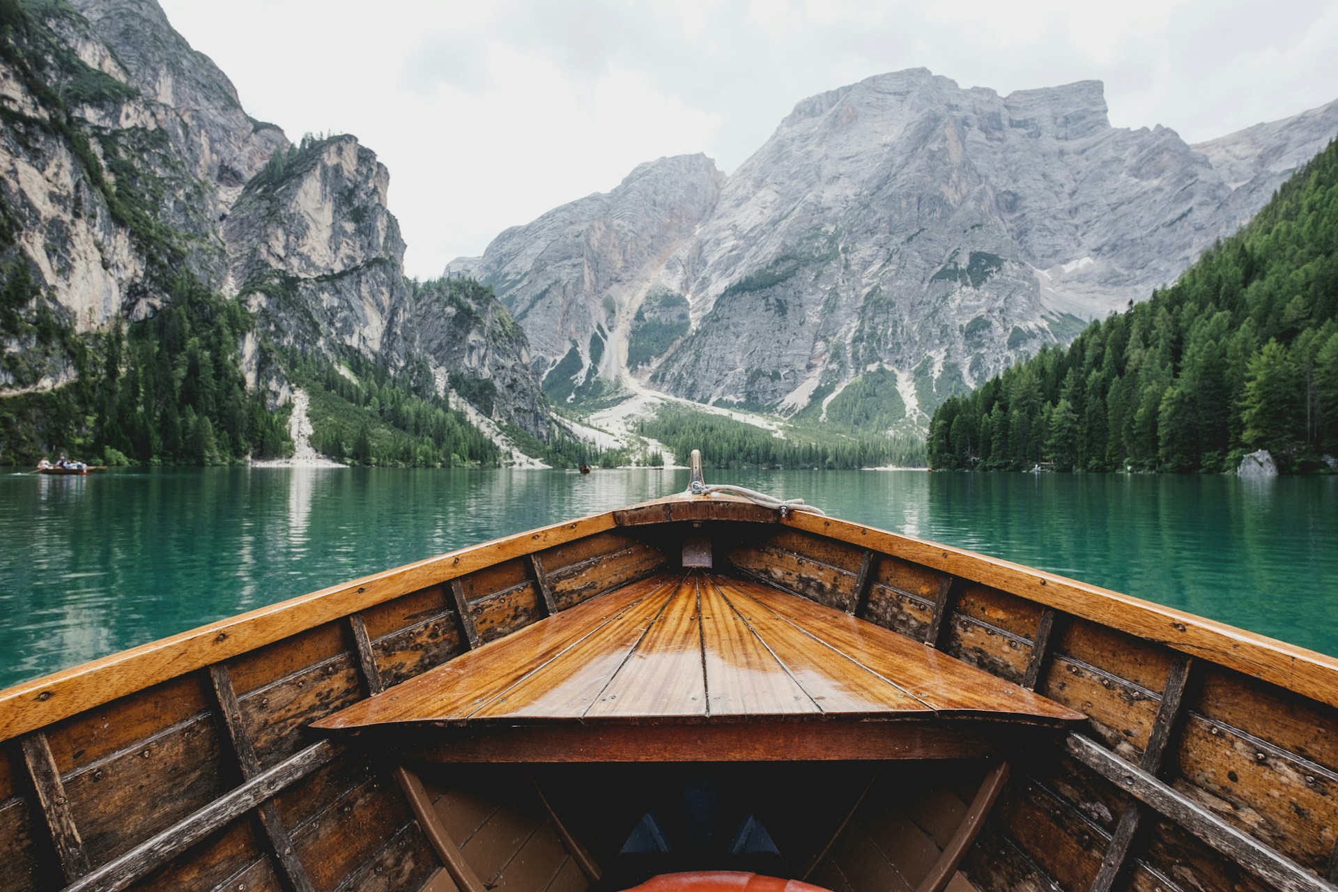 Lake and mountains in calm light